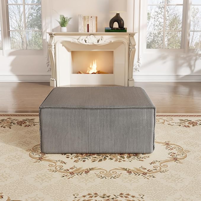 DONICK Premium Modern Modular Sectional Comfy Cloud Couch Corduroy Sofa with Deep Seat Upholstered Couches DIY Combination No Assembly Required for Living Room Bedroom Gray Ottoman