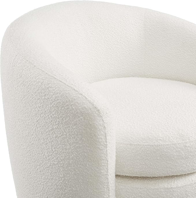Modway Affinity Boucle Fabric Accent Chair in Cloud - Versatile Living Room Chair with Curved Back - Upholstered Bedroom Barrel Chair - Reading Armchair