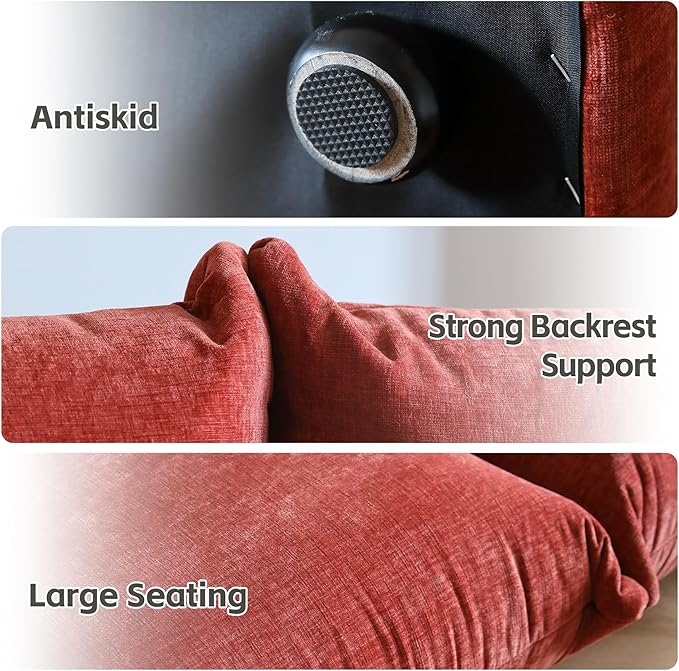 WJShome Modular Sectional Couch Lovesofa Convertible Sofa 77.16in Minimalist Modern Chenille Yarn 2 Seater Living Room Sofa Set for Office &amp House Red