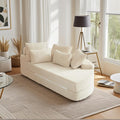 78.5 Beige Corduroy Boneless Right-Side Half Round Oversized Sofa Converts into Recliners Sofa Bed Convertible Lounge Chair Neck Pillow Design with Five Throw Pillows