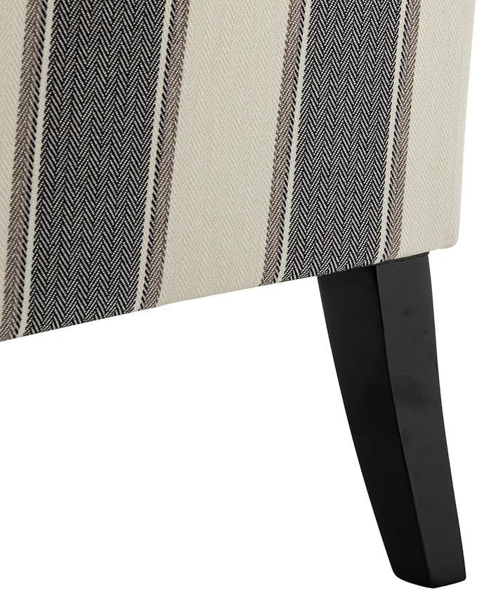 HULALA HOME Living Room Armchair Farmhouse Striped Accent Reading Chair with Wooden Legs &amp High Back Rest &amp Padded Armrest &amp Nail Head Trim for Lounge/Bedroom Striped Black