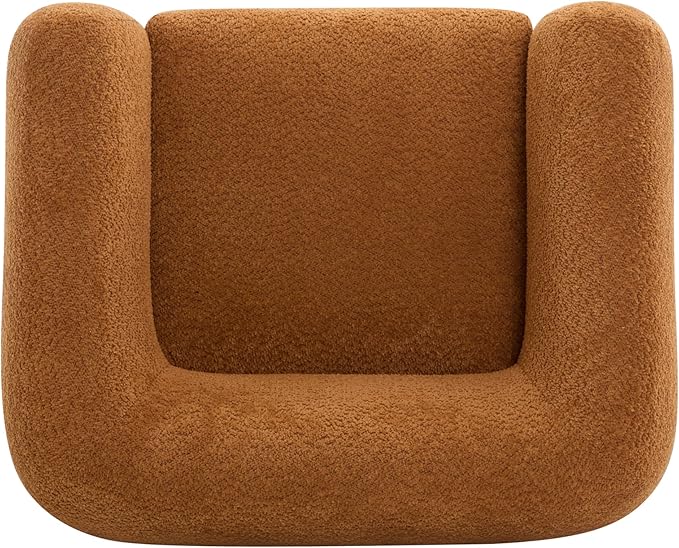 Christopher Knight Home Holly Modern Boucle Fabric Upholstered Club Chair for Living Room Home Office Apartment Relaxing Chair with Removable Cushion and Birch Wood Legs Caramel Brown + Walnut
