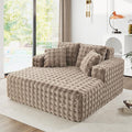 56 W Oversized Chaise Lounge Chair IndoorPlush Faux Fur Sleeper Couch Sofa Bed with PillowsFluffy Comfy Cloud SofaCompression Foam Boneless Couch for Living RoomBedroom(Bubble Brown)