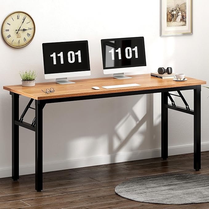Folding Desk 54.3 inch No Assembly Folding Desks for Small Spaces Sturdy Foldable Computer Desk Functional Home Office Desks Study Writing Desk Office Table Workstation for Home Office Outdoor