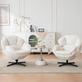 Swivel Accent Chair Set of 2 Modern Recliner Lounge Chair with Metal Base Frame Comfy Tufted Armchair for Living Room Bedroom Home Office Beige