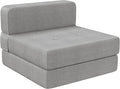 Convertible Folding Sofa Bed Couch - Light Grey Memory Foam Fold Out Couches Modern Linen Foldable Mattress Sleeper Chair for Living Room/Home Office/Apartment
