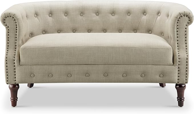 ROSEVERA Garner Chesterfield Settee Loveseat Brown