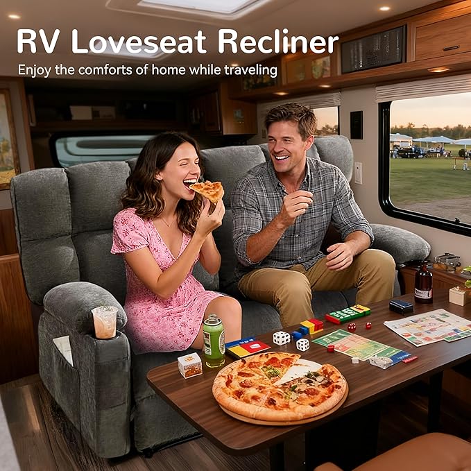 Oversized Loveseat Recliner Sofa Big Large Reclining Sofa with Cup Holders &amp Side Pockets Traditional 2-Seater Manual Recliner Couch for Living Room RV Home Theater Double Recliner (FabricGr
