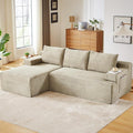 96 Modular Sectional Sofa Modern Corduroy L Shaped Cloud Couch with Side Pockets Boneless Upholstered Couches with Deep Seat for Living Room No Assembly Required (Camel Left Facing Chaise)