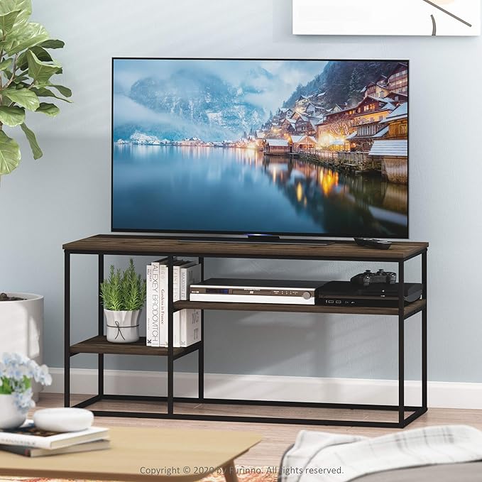 FURINNO Moretti Modern Lifestyle TV Stand Columbia Walnut