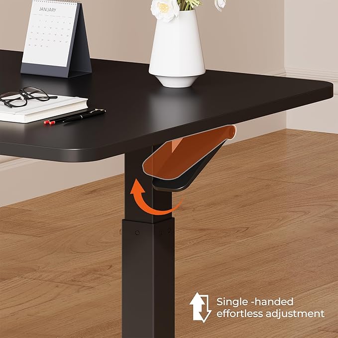 Small Pneumatic Adjustable Stand Up Desk Rolling One-Piece Standing Desk 31.5 x 19.7 Inch Home Office Desk Computer Workstation Black