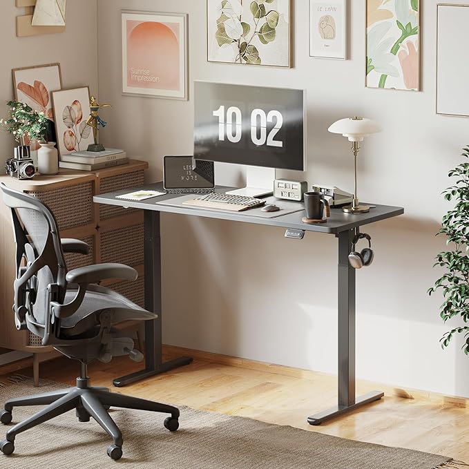 Cubiker Electric Standing Desk 48 x 24 Stand up Desk Height Adjustable Home Office Desk with Splice Board Black