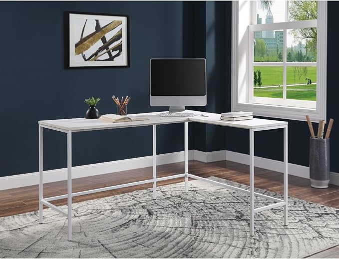 OSP Home Furnishings Contempo L-Shaped Desk White