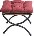 15 Foldable Foot Stool Ottoman with Metal Frame - Washable Red Upholstered Indoor/Outdoor Footrest for Living Room Bedroom Patio - Space-Saving Compact Design