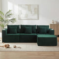 WELAX 104 Modular Sectional Couches for Living Room Boneless Couch L-Shape with Cup Holders &amp Pillows Modern Corduroy Cloud Sofa 4 Seater Home Comfy Sofas for Bedroom Green