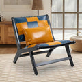 Accent Chair Modern Comfy Genuine Leather Armless Mid-Century Anthropologie Accent Chairs Lounge Arm Chair with Solid Wood Floral Pattern Sofa Chair for Living Room/Office/Balcony/Bedroom