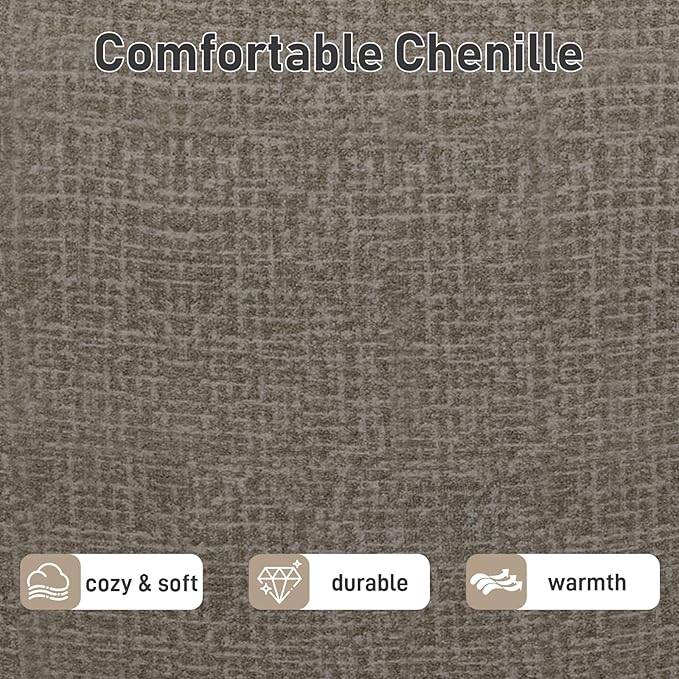 101 Curved Sofa Cloud Couch for Living Room Comfy Chenille 3-Seater Boneless Sofa Extra Deep &amp Wide Seat with 5 Throw Pillows No Assembly Needed Camel