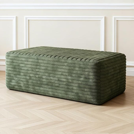 37.4 Inch Oversized Ottoman for Couch Corduroy Upholstered Footrest with Compressed Memory Foam Modular Sectional Cloud Pouf No Assembly Required DIY Combination Green