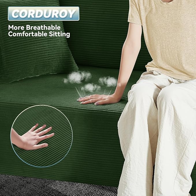 3 Seater Sofa Couch for Living Room (Green 38 D + 4 Pillows)