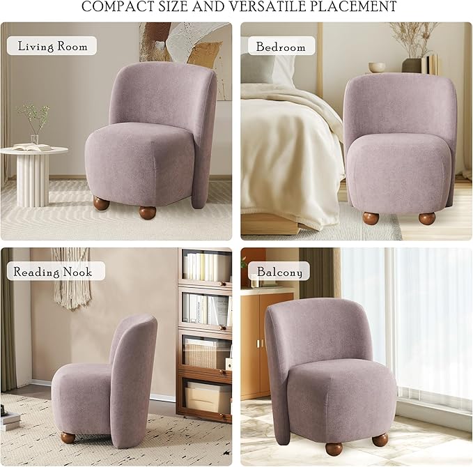 Comfy Reading Chair for Kids Teens &amp Adults Armless Barrel Chair Upholstered Single Sofa Chair &amp Occasional Chair for Living Room Small Chair &amp Corner Chairs for Bedroom (Purple)