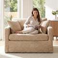 Aoiy &amp Wifon 43.9'' W Oversized Accent Chair Upholstered Mid-Century Reading Chair Comfy Oversized Lounge Chair for Living Room &amp Bedroom Chenille Wheat