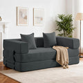 4 in 1 Convertible Sleeper Sofa Bed 78’’ Compression Folding Sofa Bed with Pillows &amp Side Pockets Fold Out Floor Couch Boneless Couch for Living Room BedroomGrey
