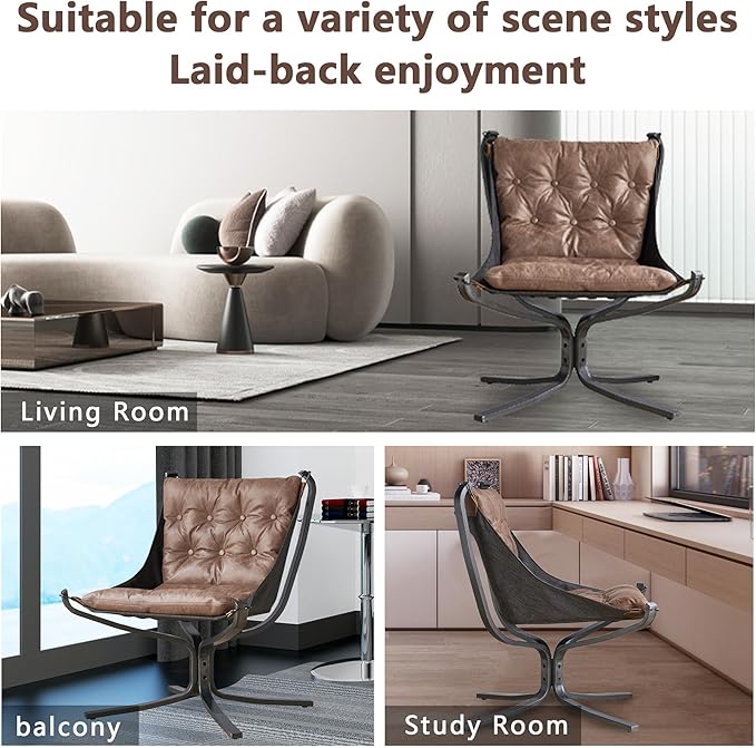 Living Room Chairs Genuine Leather Butterfly Chair Handmade Iron Frame Reading Chair Vintage Chair for Study Room Reading Bedroom Living Room Office