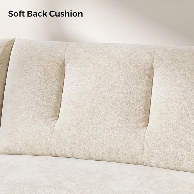84.5 Inch Loveseat SofaModern Couch and SofaFeather-tip armrest DesignSturdy and Easy InstallationSmall Sofa for Living Room Bedroom Office and ApartmentChenille FabricBeige