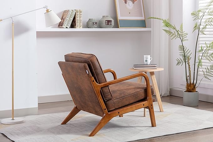 Wood Frame Armchair Modern Accent Chair Lounge Chair for Living Room