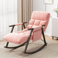 NIOIIKIT Nursery Rocking Chair Velvet Upholstered Rocker Chair with Adjustable Back&ampFootrest Reclining Glider Chair with Side Pocket Tufted Glider Rocker Armchair for Living Room (Pink Velvet)