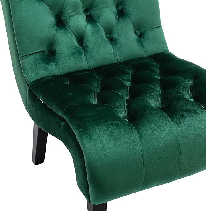 Accent Chair Comfort for Living RoomLoungeBedroomOffice DecorativeVelvet Tufted ArmchairUpholstered Barrel Chair Square Bedroom Chair PerfectAccent Living Room Chair/Leisure Chair (Green)
