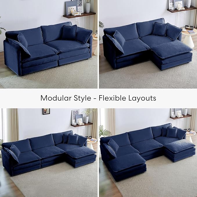 Chenille Oversized Accent Chair - 39”W Big Comfy Modular Cloud Chair Cozy Reading Chair for Living Room Kids Room Reading Nook Bedroom Family Navy Blue