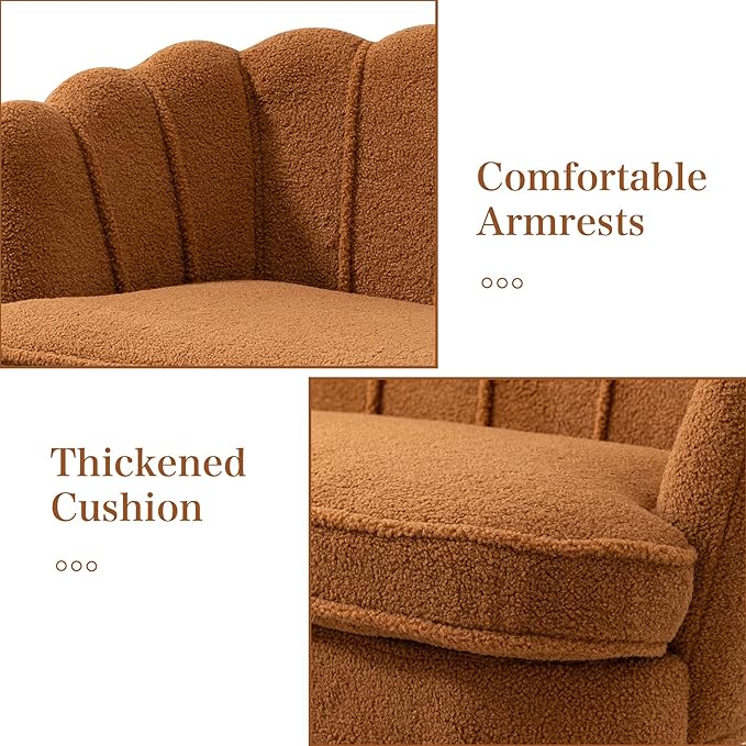 Chifee &amp Vingol Upholstered Small Loveseat for Small Space with Golden LegsCaramel
