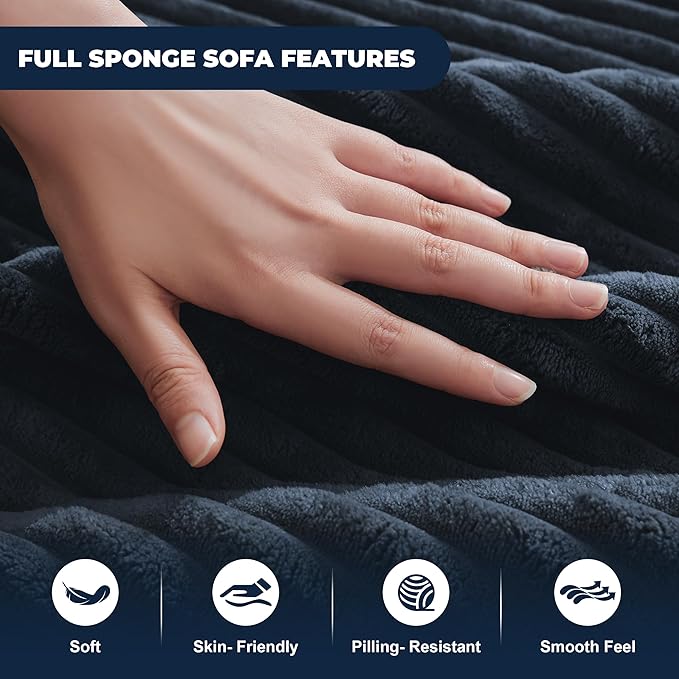 Cloud Sectional Couch Boneless Sofa for Living Room Modular Sectional Sofa with Deep Seat Fluffy Comfy Couch with L-Shaped Chaise No Assembly Required Navy Blue