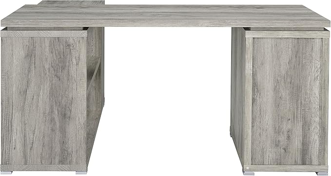 Coaster Home Furnishings - Yvette - Engineered Wood - 3-Drawer Computer Desk with File Cabinet and L-Shaped Desk with 5 Adjustable Compartments - Home Office - 60-Inch - Grey Driftwood - 801516