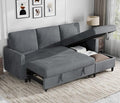 Walsunny Sectional Sofa Couch L Shaped Sleeper Sofa Bed Pull Out Bed with Storage Reversible Sectional Couches for Living Room Apartment Office(Dark Gray)