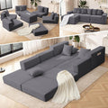 102 Upgraded L-shaped Modular Sectional Couches for Living Room Convertible Oversized Sleeper Sofa Bed-Luxury 1.5 Queen Bed. 11-in-1 Multifunctional Corduroy Boneless Folding Futon Couch Grey.