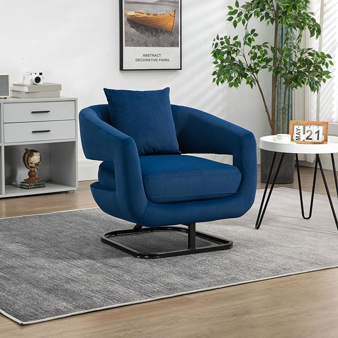House Hold Upholstered Tufted Living Room Chair Textured Velvet Fabric Accent Chair with Metal Stand