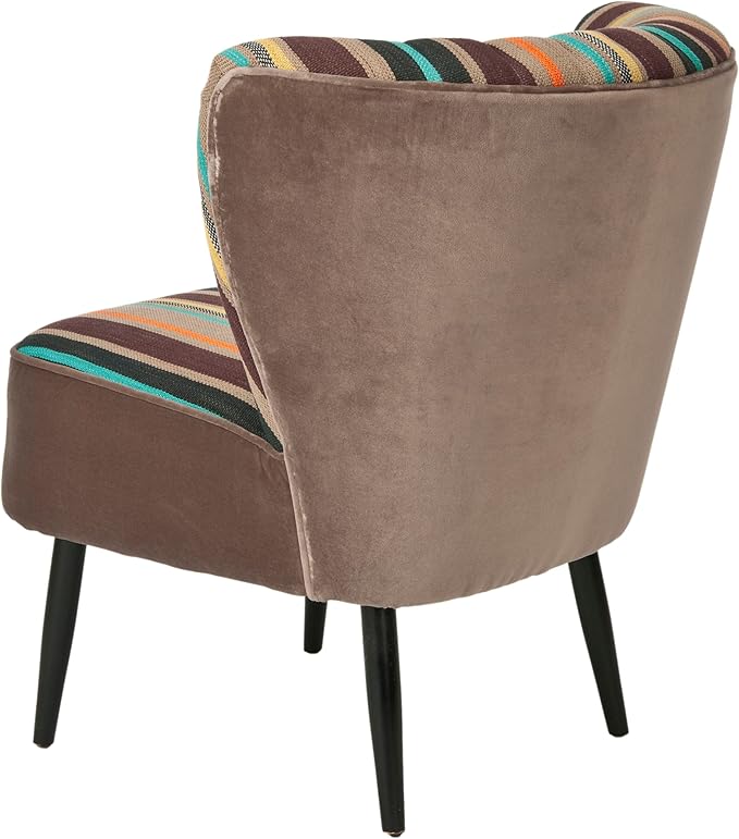 SAFAVIEH Home Collection - Morgan Multicolor Stripe Accent Chair Set of 2 Mid-Century Modern Design (MCR4548A-SET2)