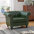 QHITTY Accent Chair Chesterfield Chair Modern Leather Upholstered Chair with Tufted Back for Living Room Furniture (Green)