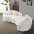106.7 Curved Loveseat Sofa for Small Spaces - Plush Teddy Fleece Fabric Modern Love Seat with Pocket Springs &amp Memory Foam Boneless Floor Couch Set Living Room Studio 38.6 Extra Deep Seat (Whi