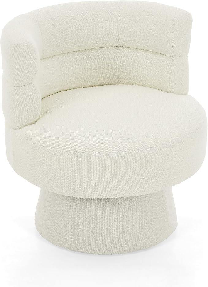 Christopher Knight Home Andree Contemporary 360° Swivel Accent Chair Boucle Upholstered Swivel Chair Super Comfort Single Lounge Sofa with Rotation for Living Room/Bedroom/Home Office Cream White
