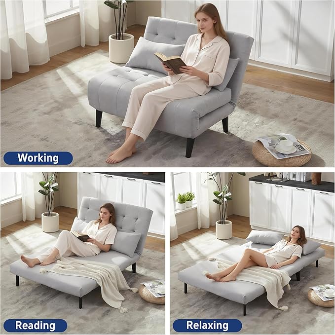 Oversized Foldable Sofa Bed with 7-in-1 Linen Fabric Couch Ideal for Apartments Guest Rooms and Small Space Gray