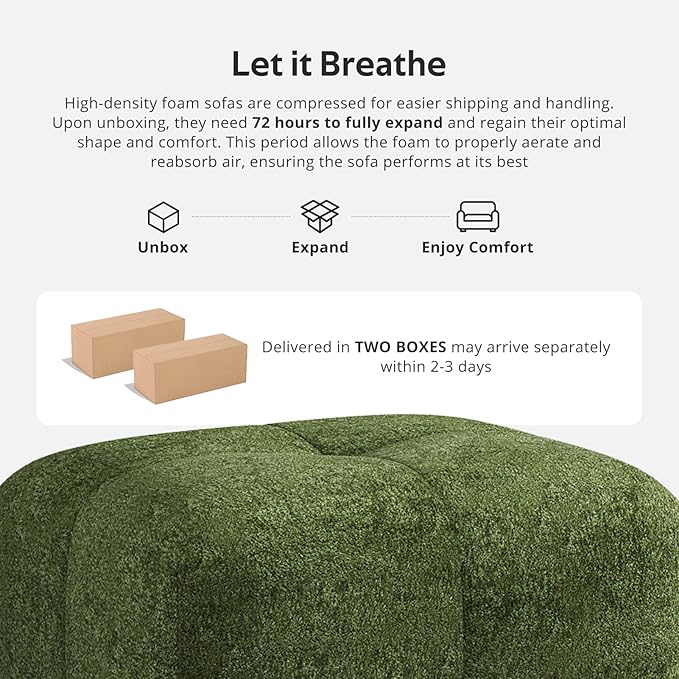 Modern L-Shaped Modular Sectional Sofa for Living RoomOversized 3-Seater Couch with Deep Seat and Movable Ottoman – No AssemblyComfortable Suede Fabric Boneless Sofa (Dark Green)
