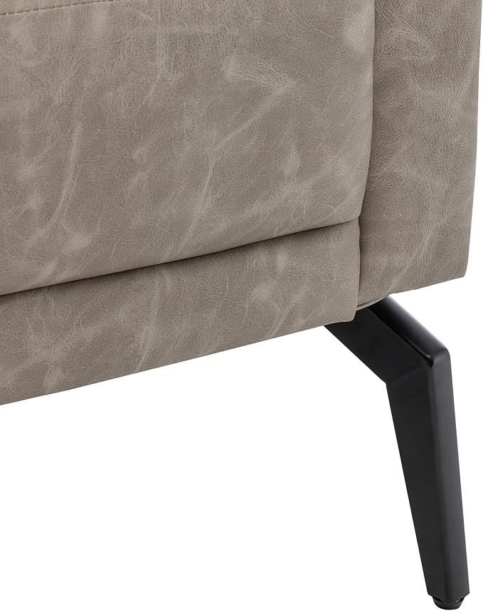 MINCETA Accent ChairsArmchair(Seat Area:19.7 D x 19.7 W)Modern Comfy Reading Chairs for Small Space Living RoomReading RoomPU Leather in Greige