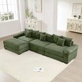 130.4 Oversized Modular Sectional Sofa Corduroy Large Sectional Couches for Living Room 3 Seater Couches with 1 Movable Ottoman Modern Deep Seat Sofa Set L Shaped Green
