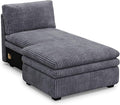 Belffin Chaise Module for Large Modular Sectional Sofa Upholstered Left-Facing Chaise Part for Plush Corduroy Sectional Couches for Living Room Apartment Light Grey