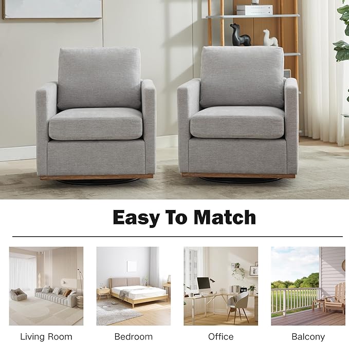 Chifee &amp Vingol 30.7 W Mid Century Modern Swivel Accent Chair for Living RoomLight Gray