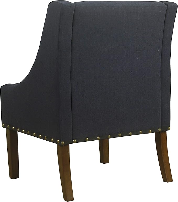 Homepop Home Decor | Upholstered Classic Swoop Arm Accent Chair | Accent Chairs for Living Room &amp Bedroom | Decorative Home Furniture Deep Navy