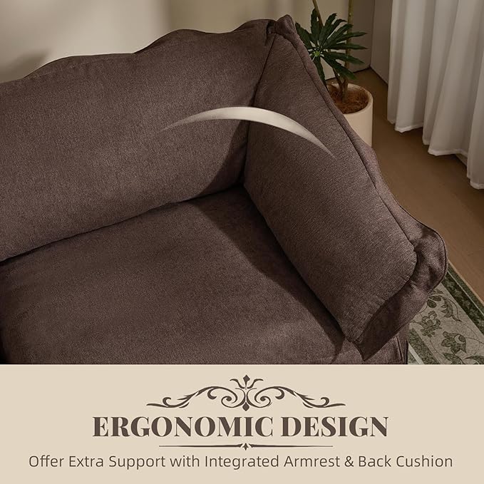 81'' Sofa Couch with Storage 3 Seater Sofa with Extra Deep Seats Retro Couch with Removable Washable Cover for Living Room Brown